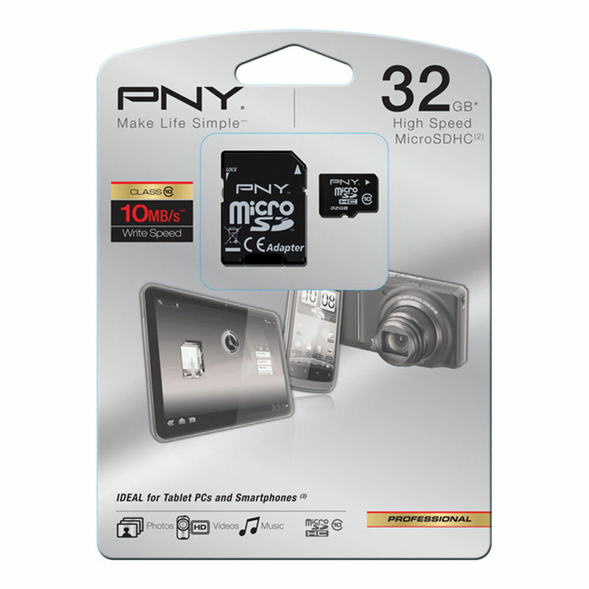 Micro SD Memory Card with Adaptor PNY