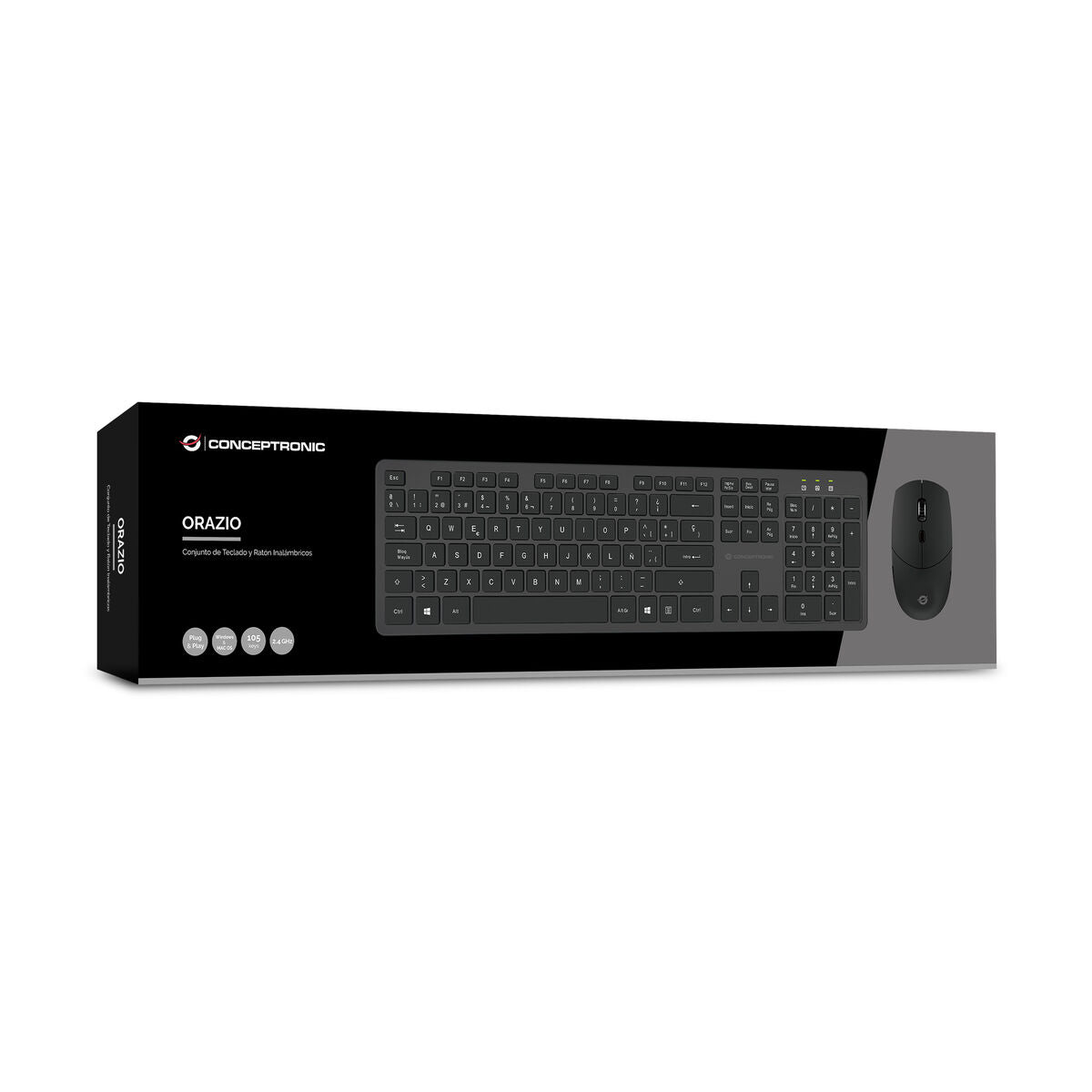Keyboard and Mouse Conceptronic 120848407201 Black Spanish Qwerty