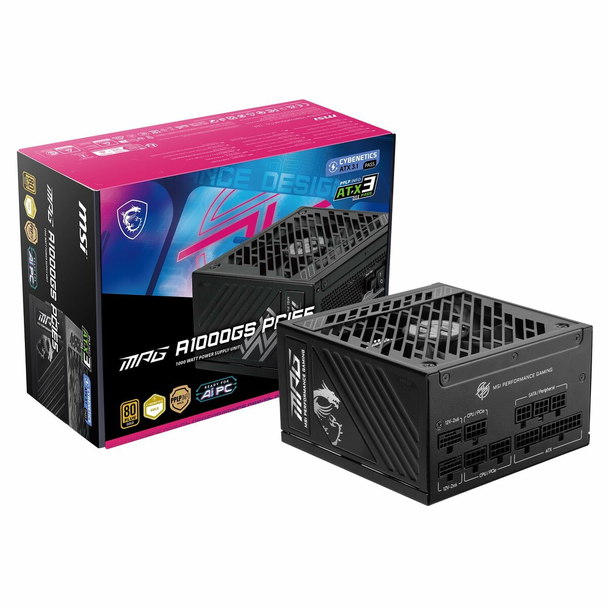 Power supply MSI MPG A1000GS PCIE5 1000 W 80 Plus Gold ATX