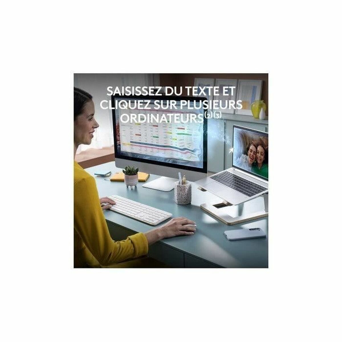Keyboard and Mouse Logitech White French Azerty French
