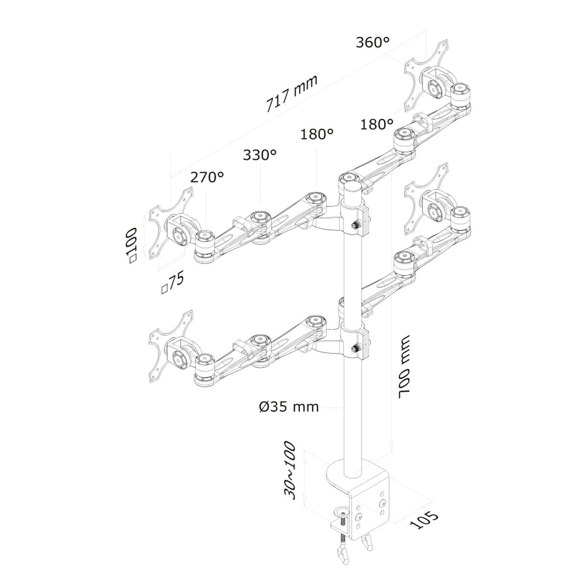 Screen Table Support Neomounts FPMA-D935D4 Silver 27"