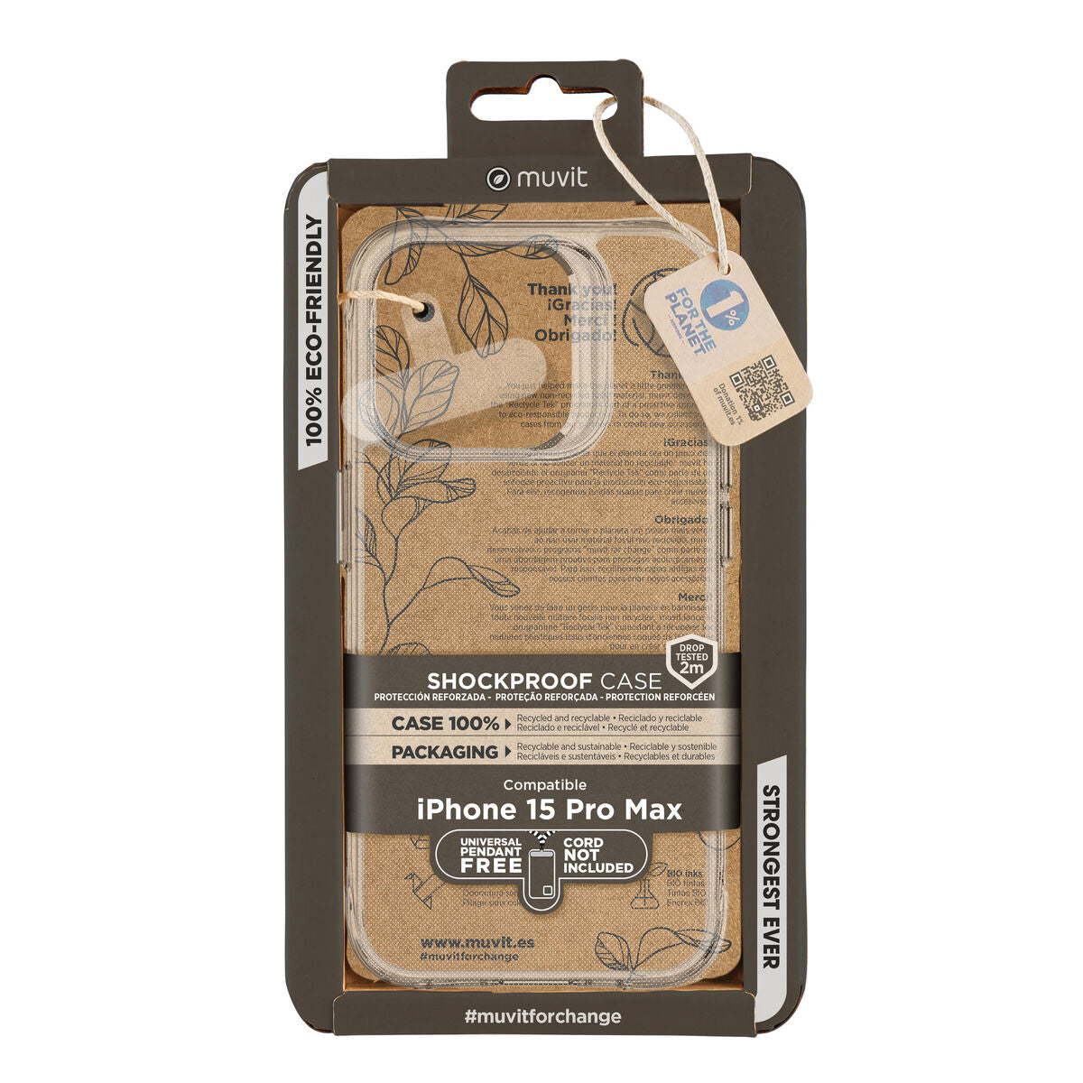 Mobile cover Muvit for Change iPhone 15 Pro Max Clear