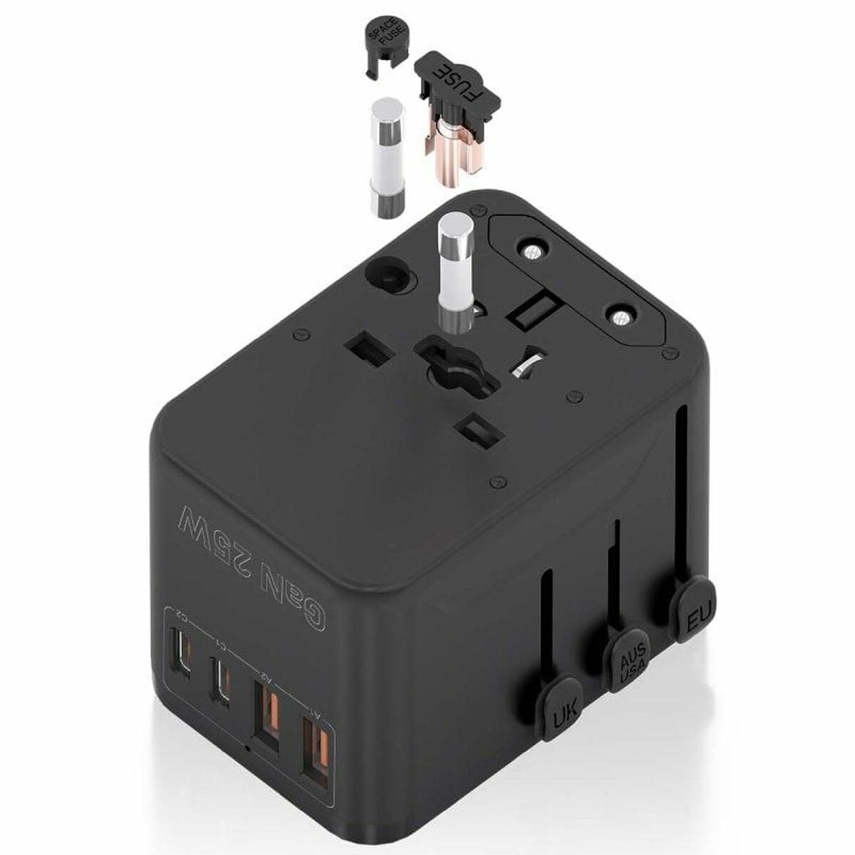 Wall Charger Aisens ASPS-2A2C08-BK 25 W Black