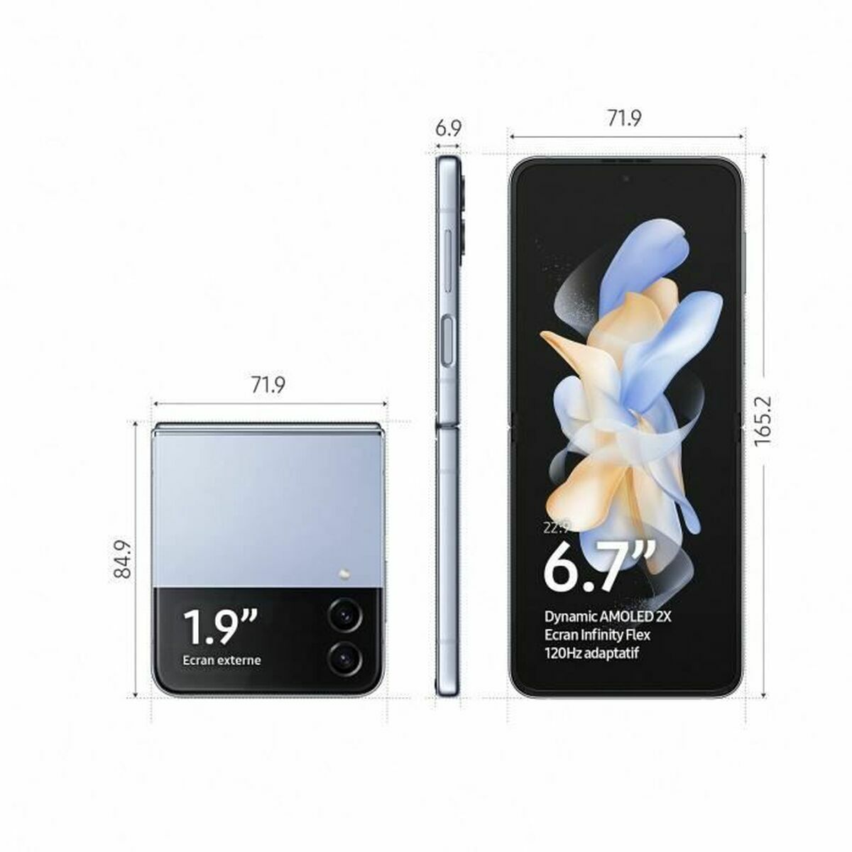 Smartphone Samsung Galaxy Z Flip4 5G 6,7" 5G 3840 x 2160 px 6,7" 8 GB RAM 256 GB Blue 256 GB