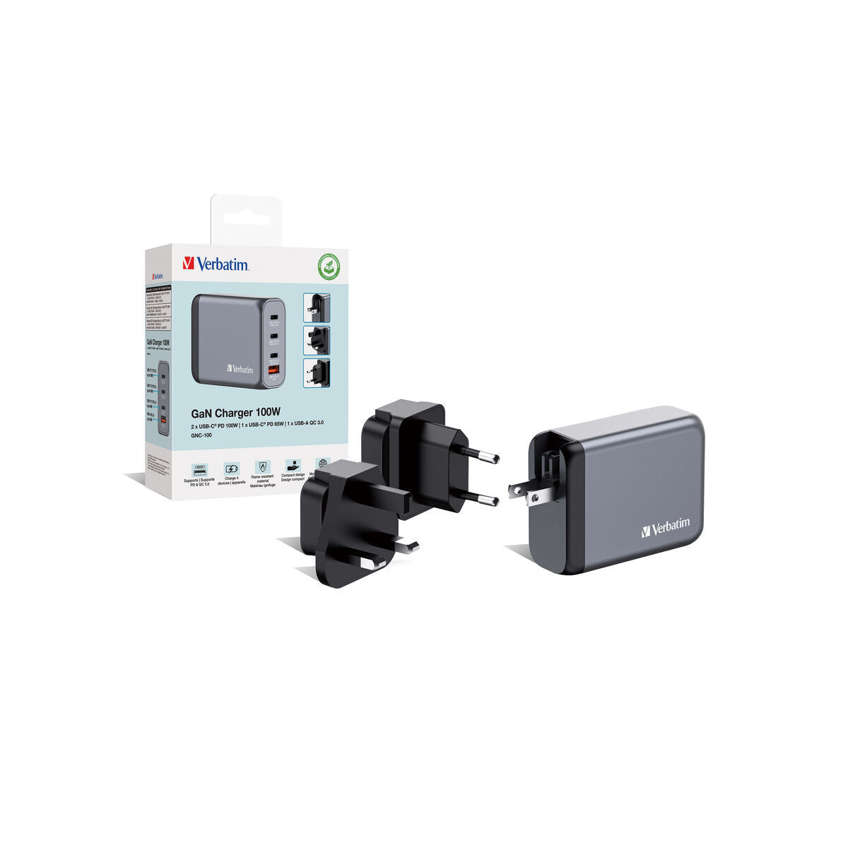 Wall Charger Verbatim GNC-100 100 W Grey