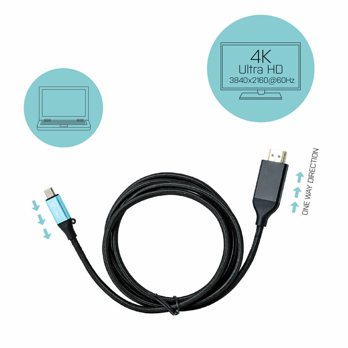 USB-C to HDMI Cable i-Tec C31CBLHDMI60HZ2M Black 2 m 4K Ultra HD