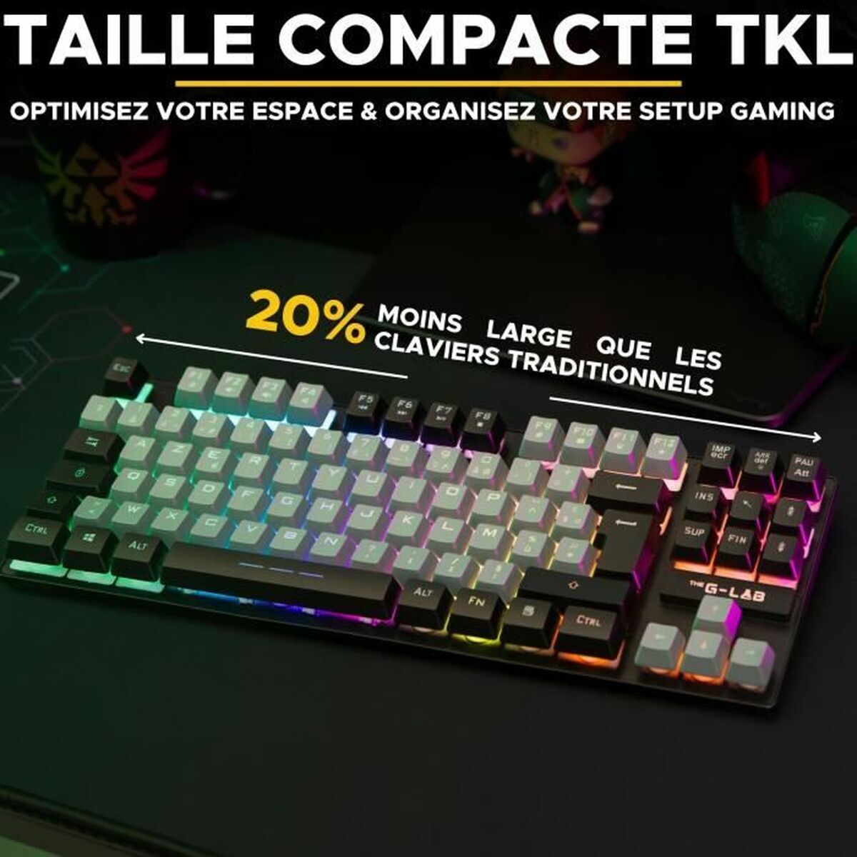 Keyboard The G-Lab KEYZ CAESIUM Black Grey Azerty French