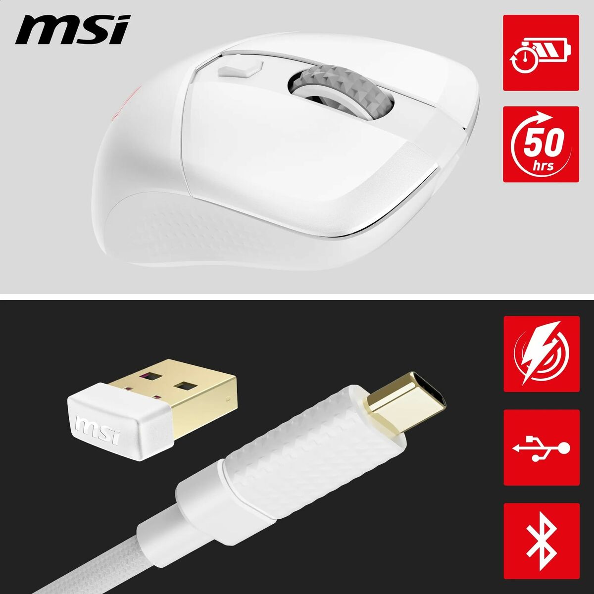 Mouse MSI S12-4301440-CLA White 8000 dpi
