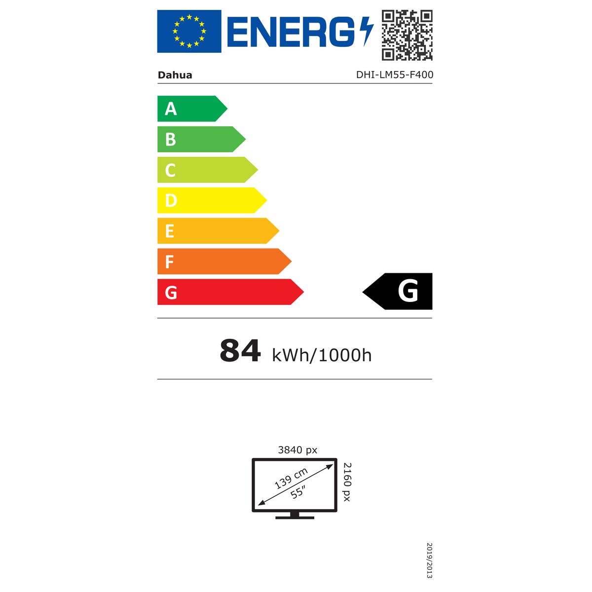 Videowall Monitor Dahua DHI-LM55-F400-C4-V2 4K Ultra HD 55"
