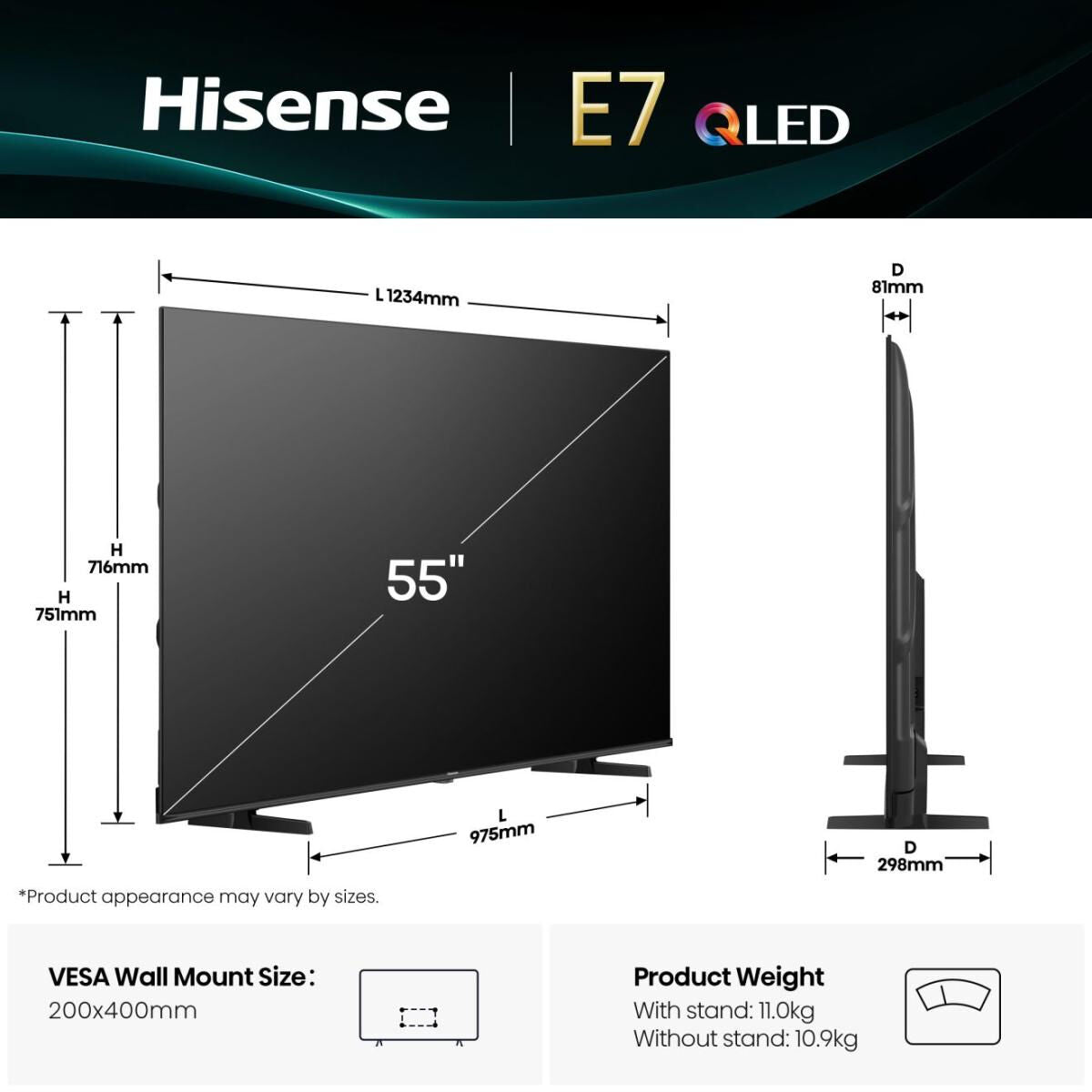 Smart TV Hisense 55E77Q       55 55" 4K Ultra HD HDR QLED
