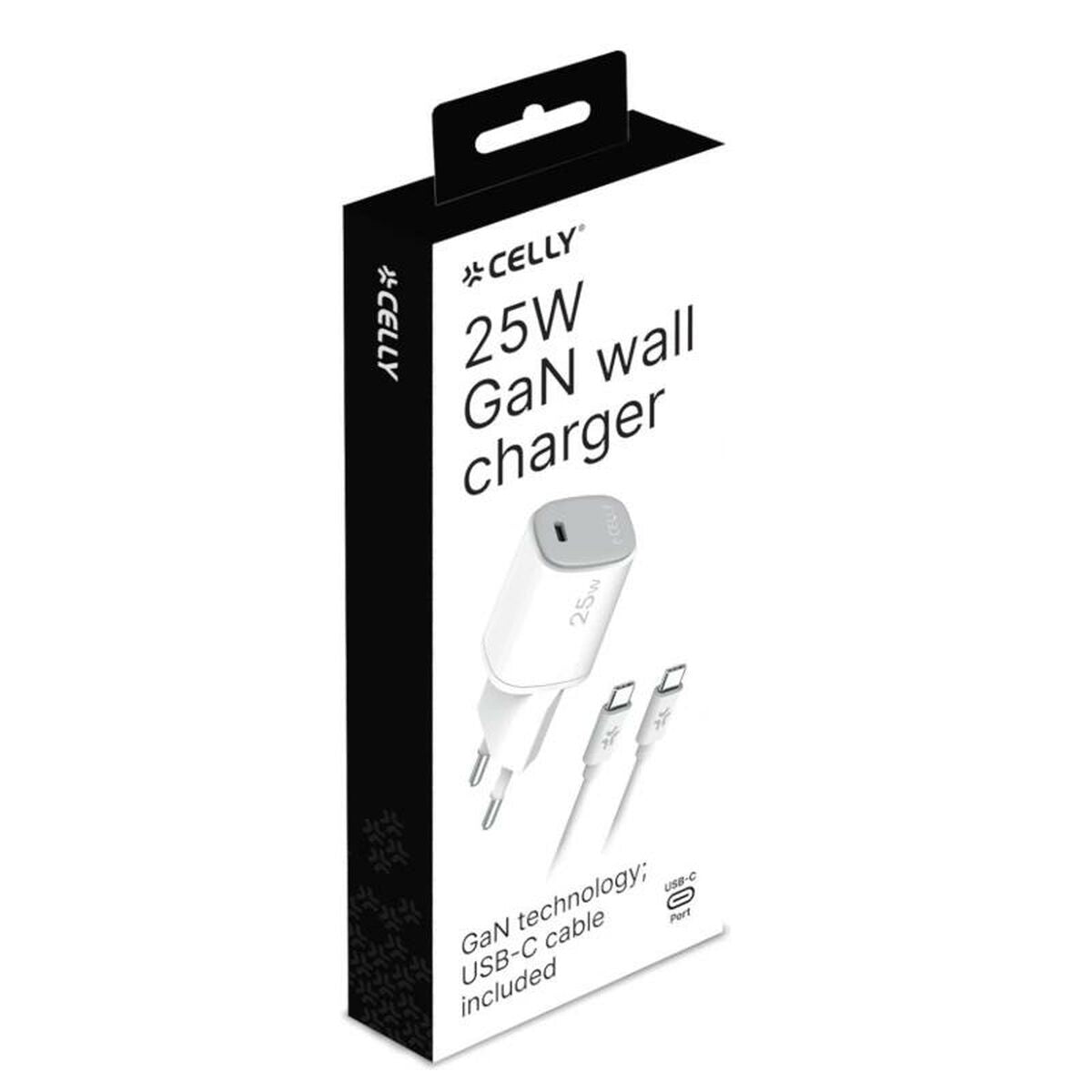 USB Cable Celly UPTC1USBC25WCTC White