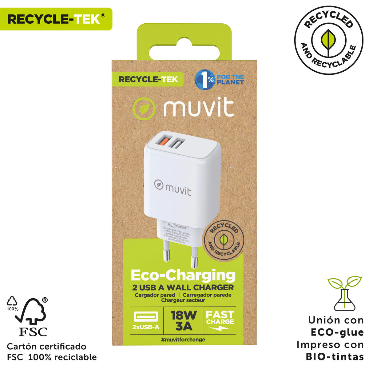 Wall Charger Muvit for Change White 18 W