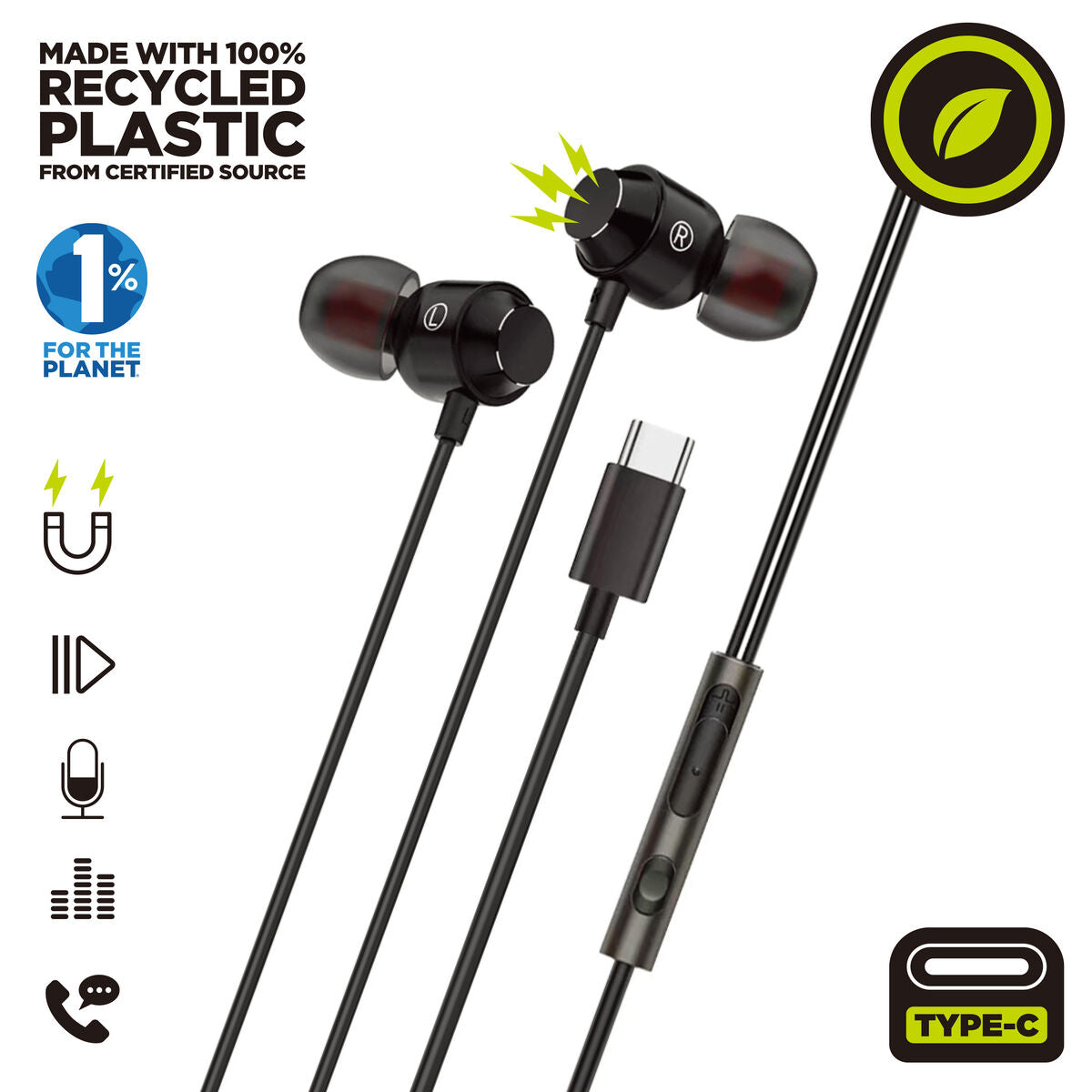 Headphones with Microphone Muvit M32 Black