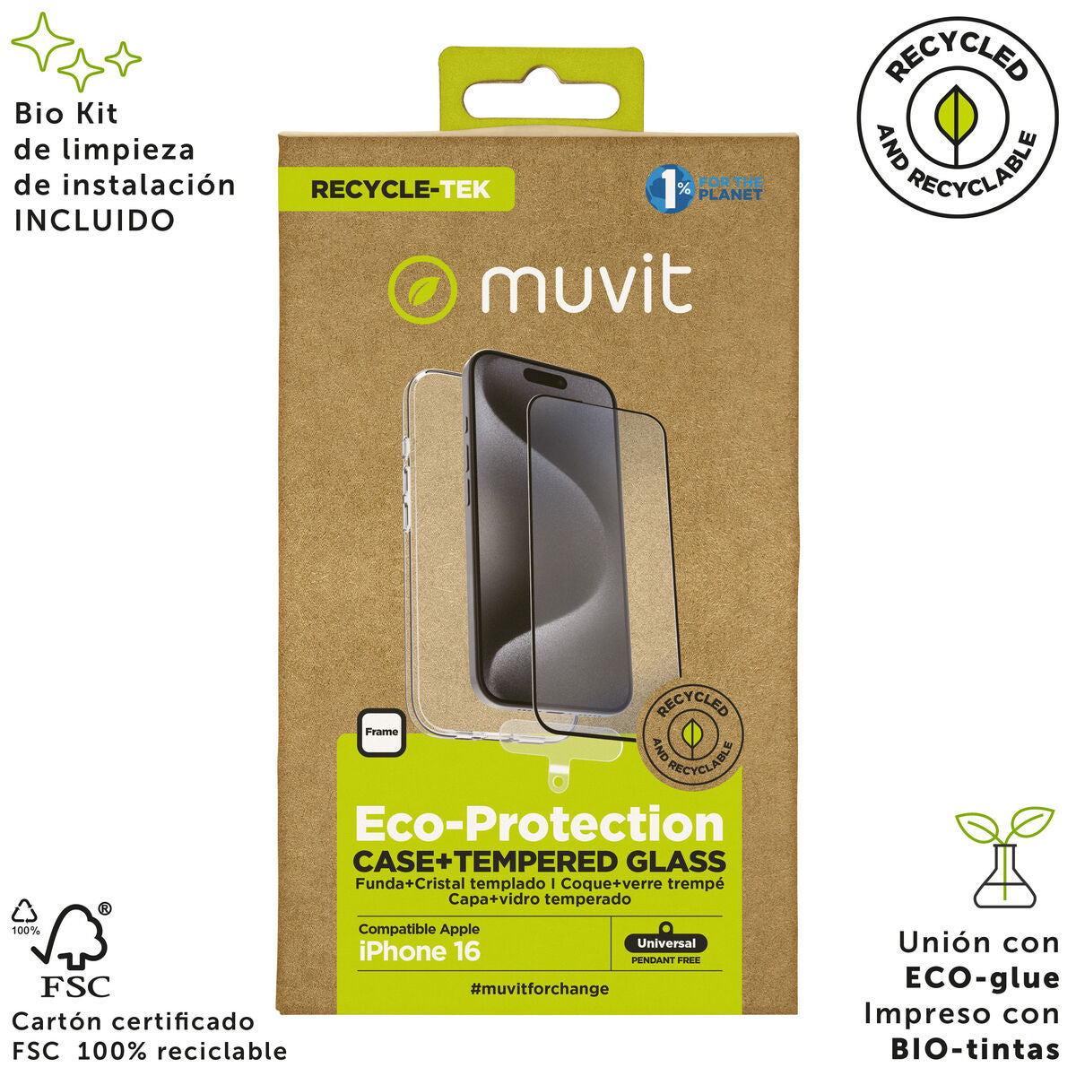 Mobile Case and Protector Muvit for Change iPhone 16 Black