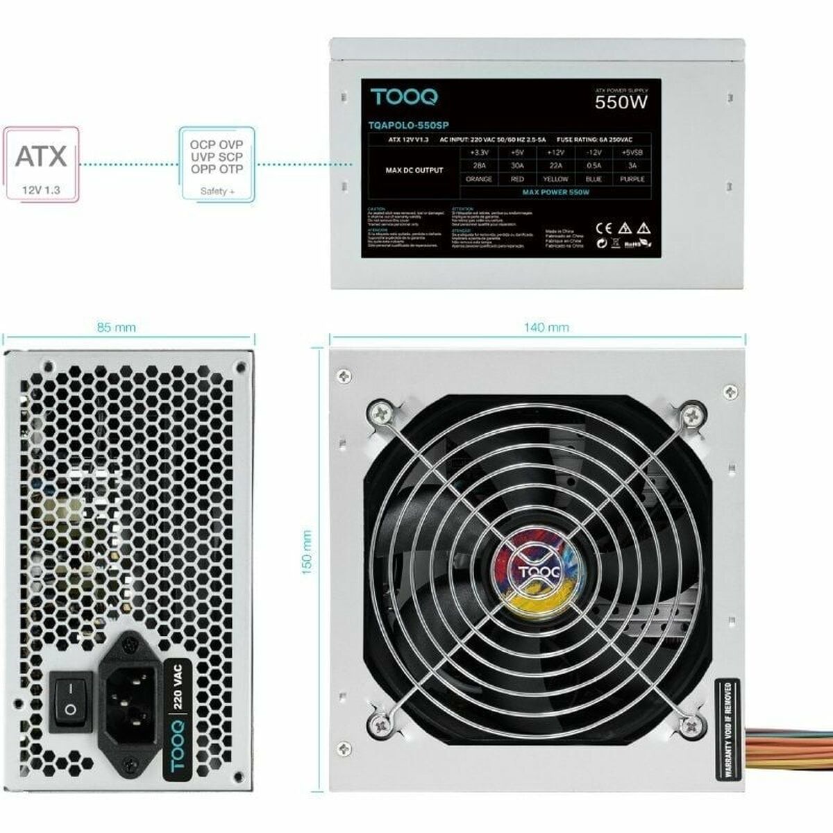Power supply TooQ TQAPOLO-550SP ATX 550 W