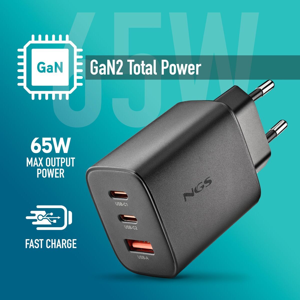 Laptop Charger NGS ERA65WBLACK 65 W Black