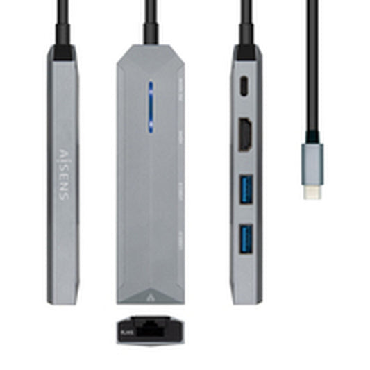 USB Hub Aisens ASUC-5P003-GR Grey 100 W (1 Unit)