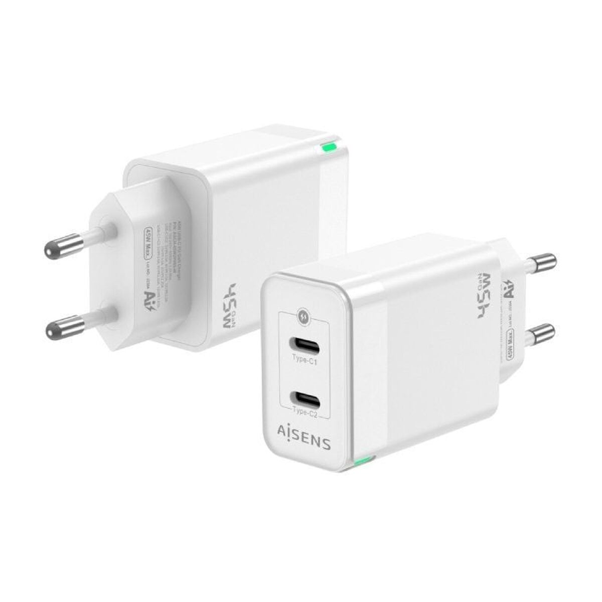 Wall Charger Aisens ASCH-45W2P005-W White 45 W (1 Unit)