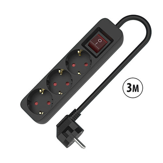 3-socket plugboard with power switch TM Electron TMUAD533SBK Black 3680 W 250 V (3 m)