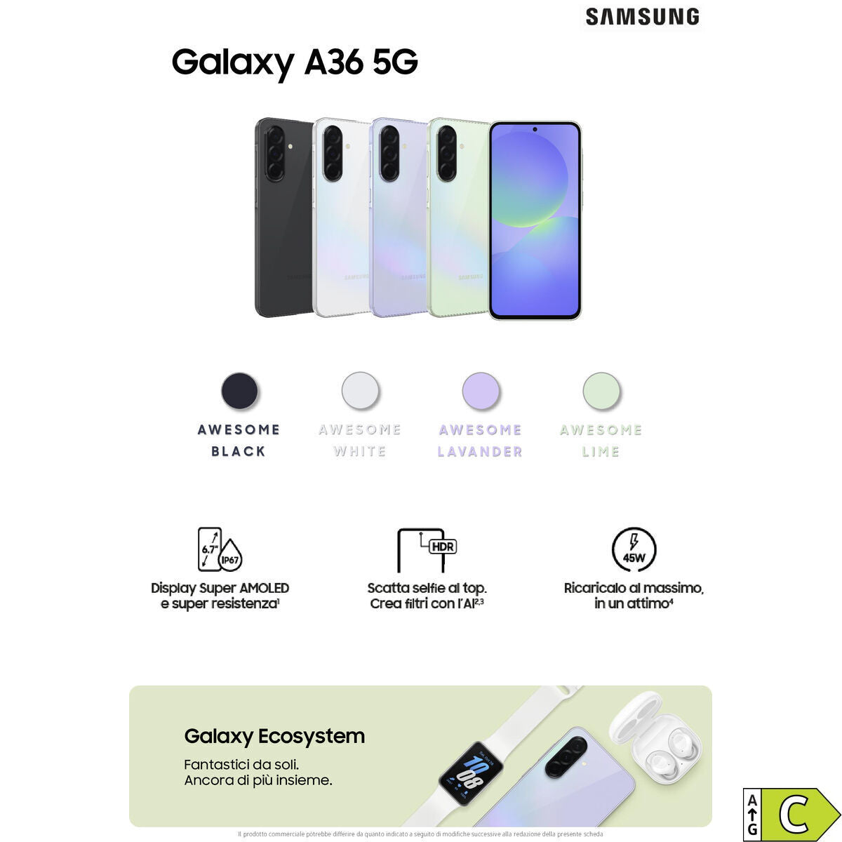 Smartphone Samsung SM-A366BZKBEEB Octa Core 6 GB RAM 128 GB Black 6,7"
